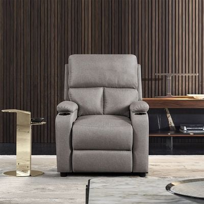 Mystic 1-Seater Fabric Pushback Recliner with Cup Holder - Oatmeal - With 2-Year Warranty