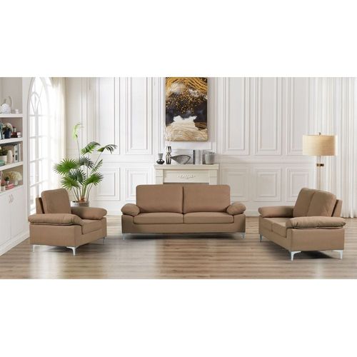 Algo 6-Seater Fabric Sofa Set - Brown - With 2-Year Warranty