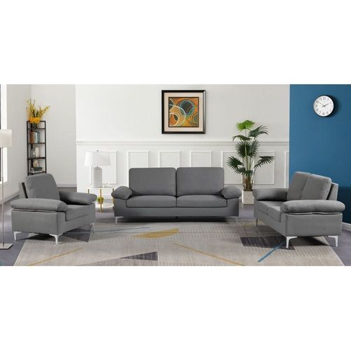 Algo 6-Seater Fabric Sofa Set - Grey - With 2-Year Warranty