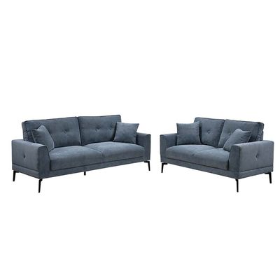 Clayton 5-Seater Fabric Sofa Set - Blue - With 2-Year Warranty