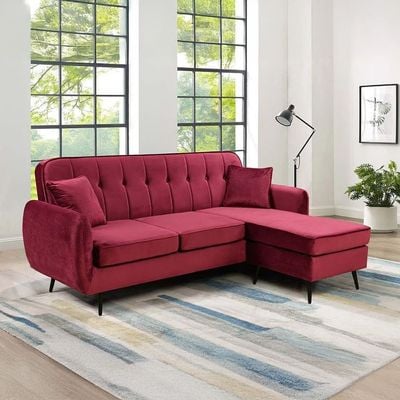 Axel 3-Seater Fabric Corner Sofa – Red – With 2-Year Warranty