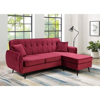 Axel 3-Seater Fabric Corner Sofa – Red – With 2-Year Warranty