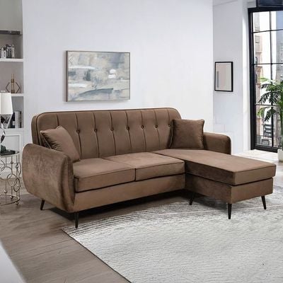 Axel 3-Seater Fabric Corner Sofa – Brown – With 2-Year Warranty 