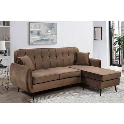 Axel 3-Seater Fabric Corner Sofa – Brown – With 2-Year Warranty 