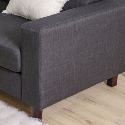 Crescent 3-Seater Fabric Corner Sofa with Storage Ottoman - Grey - With 2-Year Warranty