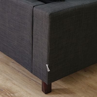 Crescent 3-Seater Fabric Corner Sofa with Storage Ottoman - Grey - With 2-Year Warranty