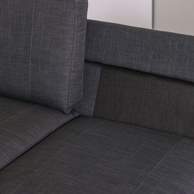 Crescent 3-Seater Fabric Corner Sofa with Storage Ottoman - Grey - With 2-Year Warranty