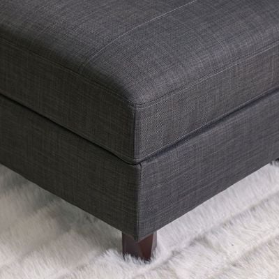 Crescent 3-Seater Fabric Corner Sofa with Storage Ottoman - Grey - With 2-Year Warranty