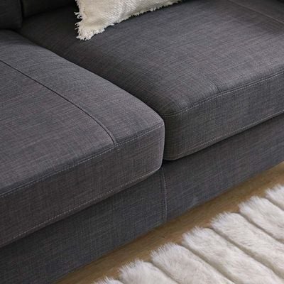 Crescent 3-Seater Fabric Corner Sofa with Storage Ottoman - Grey - With 2-Year Warranty