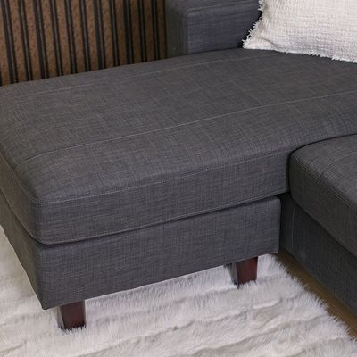 Crescent 3-Seater Fabric Corner Sofa with Storage Ottoman - Grey - With 2-Year Warranty