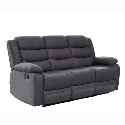 Homer 3-Seater Fabric Recliner - Dark Grey - With 2-Year Warranty