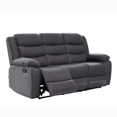 Homer 3-Seater Fabric Recliner - Dark Grey - With 2-Year Warranty