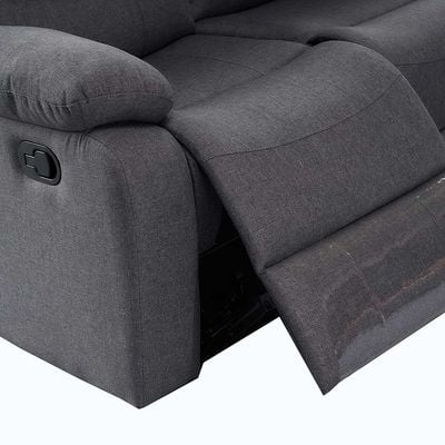 Homer 3-Seater Fabric Recliner - Dark Grey - With 2-Year Warranty