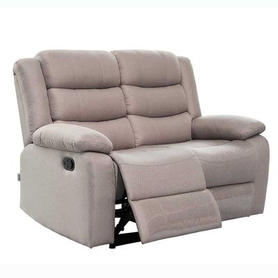 Homer 2-Seater Fabric Recliner - Light Brown- With 2-Year Warranty