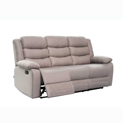 Homer 3-Seater Fabric Recliner - Light Brown - With 2-Year Warranty