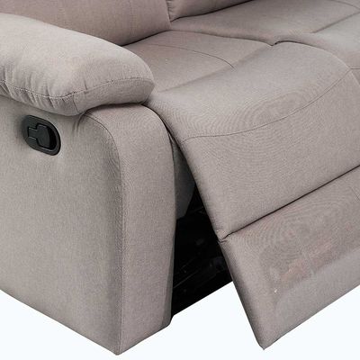 Homer 3-Seater Fabric Recliner - Light Brown - With 2-Year Warranty