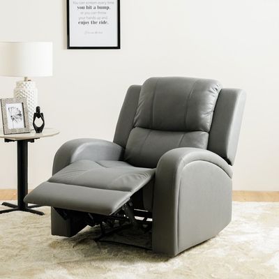 Crimson 1-Seater Fabric Recliner Sofa - Grey - With 2-Year Warranty