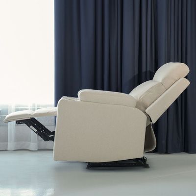 Taylor1-Seater Fabric Power Recliner with Massage Options & Cup Holder - Cream - With 2-Year Warranty