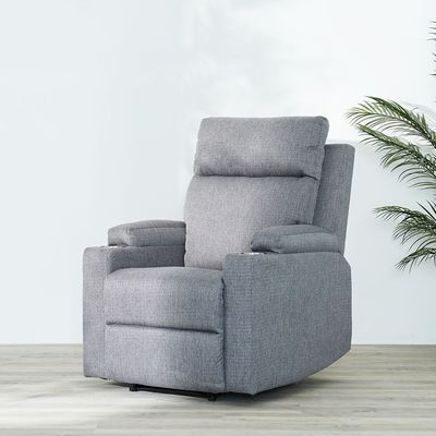 Taylor1-Seater Fabric Power Recliner with Massage Options & Cup Holder - Grey - With 2-Year Warranty