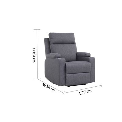 Taylor1-Seater Fabric Power Recliner with Massage Options & Cup Holder - Grey - With 2-Year Warranty