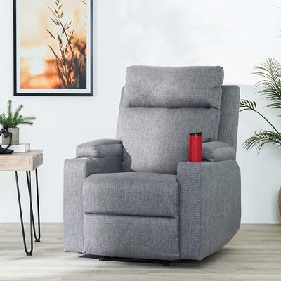 Buy Taylor1 Seater Fabric Power Recliner with Massage Options Cup Holder Grey With 2 Year Warranty Online Danube Home UAE