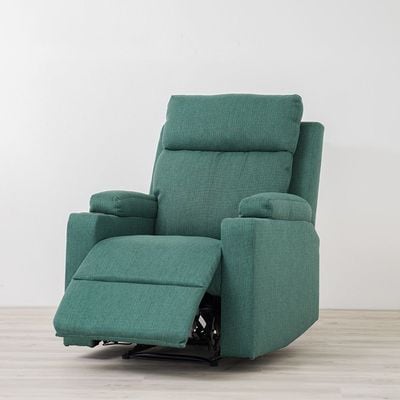 Taylor1-Seater Fabric Power Recliner with Massage Options & Cup Holder - Green - With 2-Year Warranty 