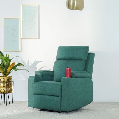 Taylor1-Seater Fabric Power Recliner with Massage Options & Cup Holder - Green - With 2-Year Warranty 