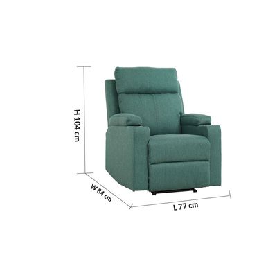 Taylor1-Seater Fabric Power Recliner with Massage Options & Cup Holder - Green - With 2-Year Warranty 