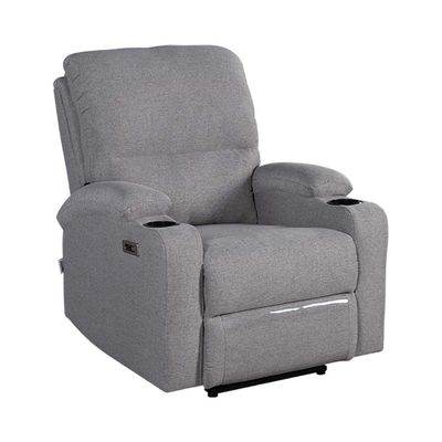 Fantom 1-Seater Fabric Recliner with USB - Grey - With 2-Year Warranty