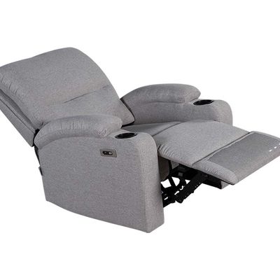 Fantom 1-Seater Fabric Recliner with USB - Grey - With 2-Year Warranty