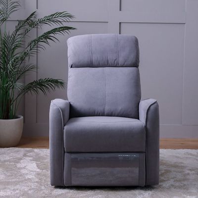 Bronx 1-Seater Fabric Recliner with USB - Grey - With 2-Year Warranty