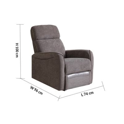 Bronx 1-Seater Fabric Recliner with USB - Brown - With 2-Year Warranty