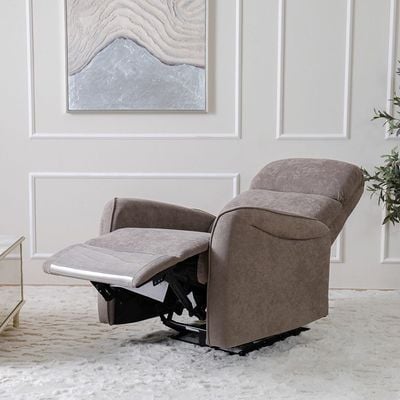 Bronx 1-Seater Fabric Recliner with USB - Brown - With 2-Year Warranty