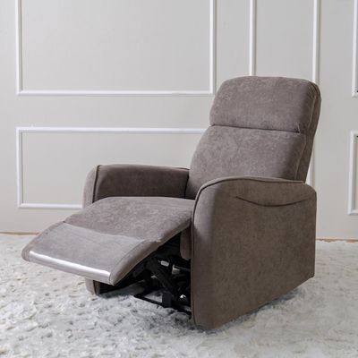 Bronx 1-Seater Fabric Recliner with USB - Brown - With 2-Year Warranty