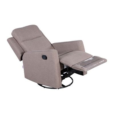 Solana 1-Seater Fabric Recliner with Swivel - Brown - With 2-Year Warranty