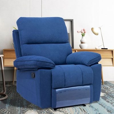 Mendoza 1-Seater Fabric Recliner - Blue - With 2-Year Warranty