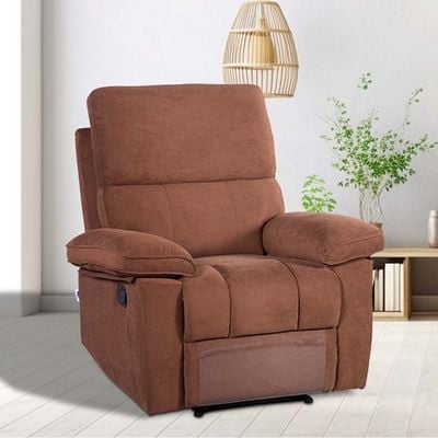 Mendoza 1-Seater Fabric Recliner - Brown - With 2-Year Warranty