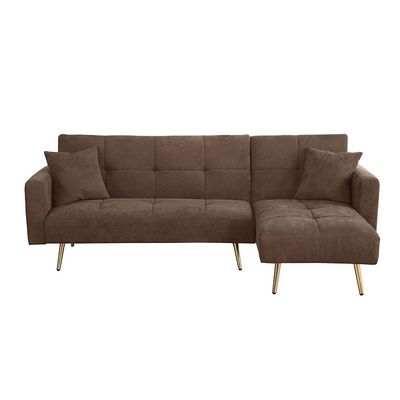Drizzle 3-Seater Reversible Fabric Corner Sofa - Brown - With 2-Year Warranty