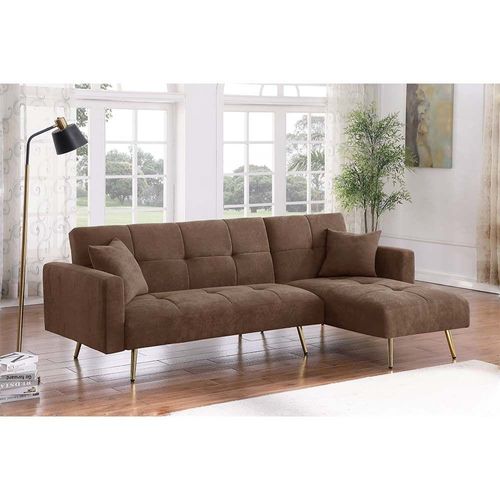 Drizzle 3-Seater Reversible Fabric Corner Sofa - Brown - With 2-Year Warranty