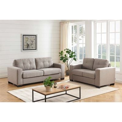 Byron 5-Seater Fabric Sofa Set - Taupe - With 2-Year Warranty