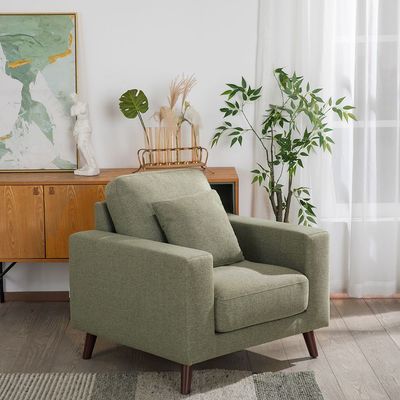 Caspian 1-Seater Fabric Sofa - Light Green – With 2-Year Warranty