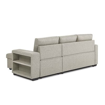 Castro 3-Seater Reversible Fabric Corner Sofa Bed with Storage and USB Port - Beige