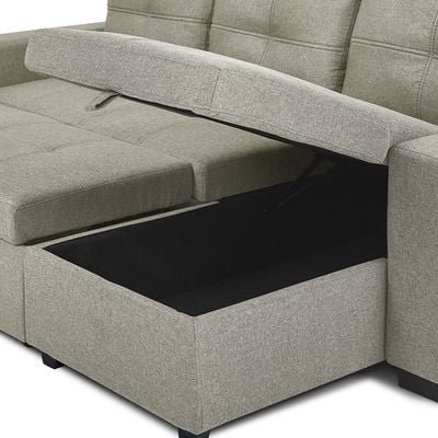 Castro 3-Seater Reversible Fabric Corner Sofa Bed with Storage and USB Port - Beige