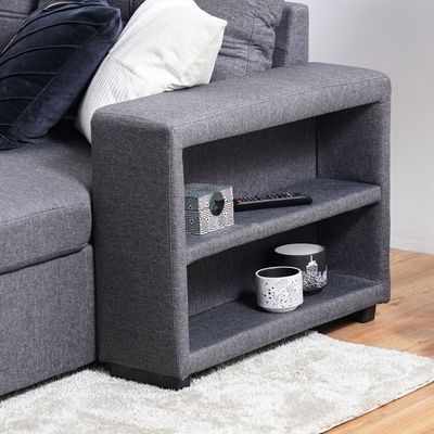 Castro 3-Seater Reversible Fabric Corner Sofa Bed with Storage and USB Port - Grey