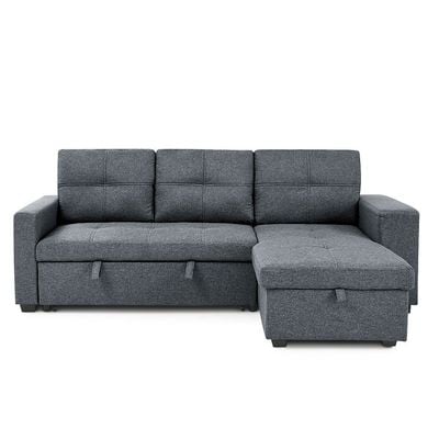 Castro Reversible Fabric Corner Sofa bed with Storage and  USB port  - Grey