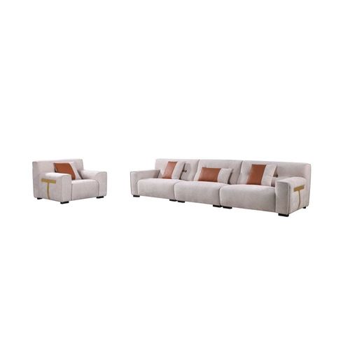 Anvil 4-Seater Fabric Sofa Set - Light Grey - With 5-Year Warranty