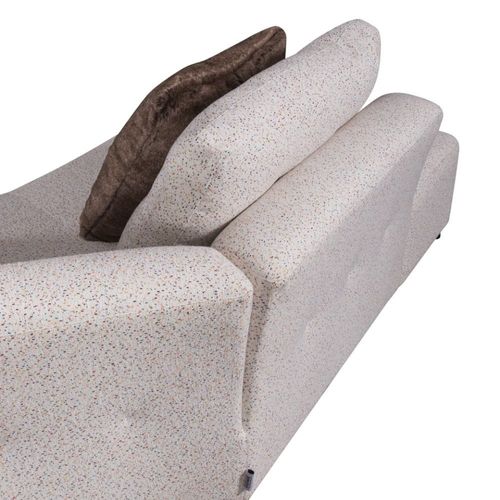 Dexter 6-Seater Fabric Corner Sofa with Stool - White/Dots - With 5-Year Warranty