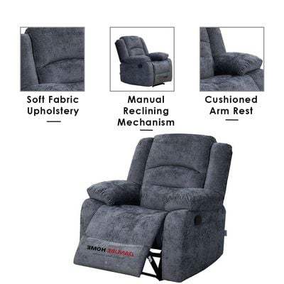 Dazler 1-Seater Fabric Recliner- Gray