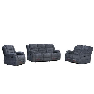 Dazler 3+2+1 Seater Fabric Recliner Set- Gray