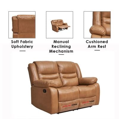 Dazler 2 Seater Air Leather Recliner - Brown